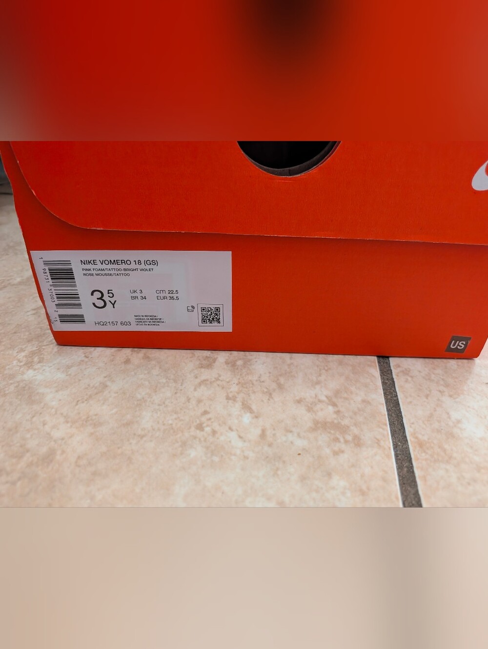 Nike Orange Shoe Box with Size Label